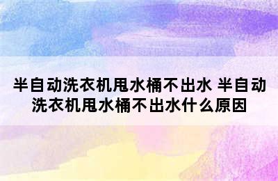 半自动洗衣机甩水桶不出水 半自动洗衣机甩水桶不出水什么原因